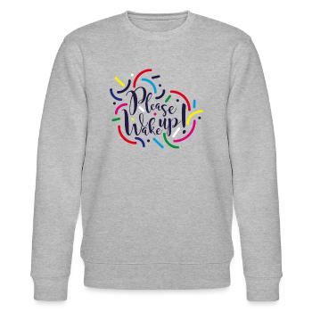 Bitte, wach auf! - Stanley/Stella Unisex Bio-Sweatshirt CHANGER  - Grau meliert - Vorne - Nik (191cm) & Marisol (170cm)