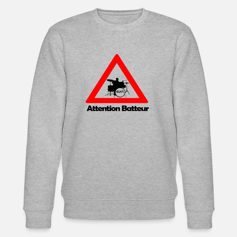 Warning drummer - Stanley/Stella CHANGER Unisex Organic Sweatshirt - heather grey