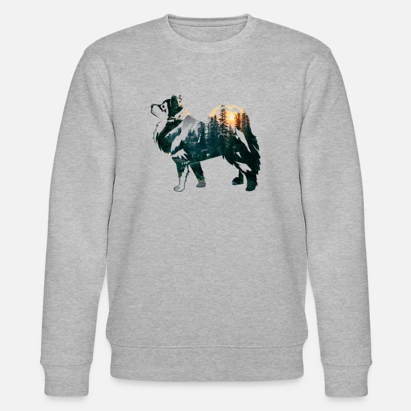 Finnischer Lapphund mit Wald - Stanley/Stella Unisex Bio-Sweatshirt CHANGER  - Grau meliert