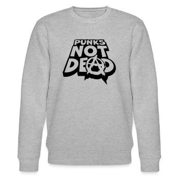 punks not dead Zitat - Stanley/Stella Unisex Bio-Sweatshirt CHANGER  - Grau meliert - Vorne - Nik (191cm) & Marisol (170cm)