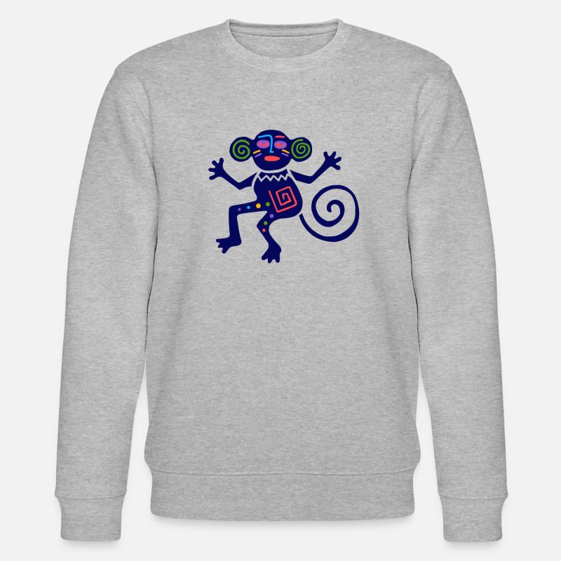 Ancient Mexican Symbol, Monkey, Monkey - Stanley/Stella CHANGER Unisex Organic Sweatshirt - heather grey