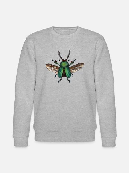 Big Green Beetle - kæmpe grøn bille - Stanley/Stella økologisk unisex-sweatshirt CHANGER - grå meleret