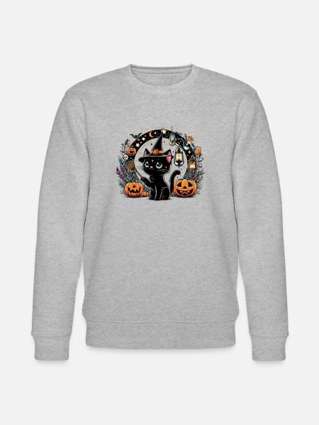 Spooky kitty Halloween 3 - Stanley/Stella CHANGER Unisex Organic Sweatshirt - heather grey