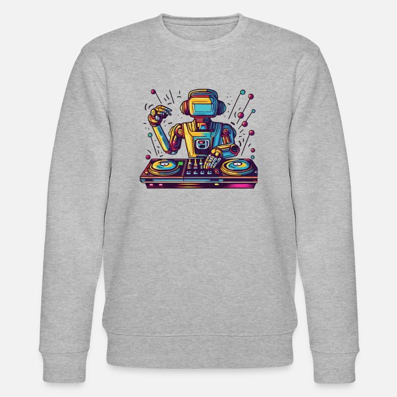 Roboter DJ Geschenkidee - Stanley/Stella Unisex Bio-Sweatshirt CHANGER  - Grau meliert