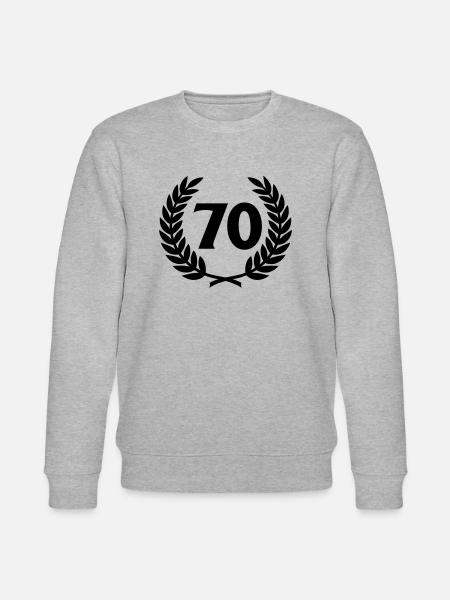 Laurel wreath & Number (70) - Stanley/Stella CHANGER Unisex Organic Sweatshirt - heather grey