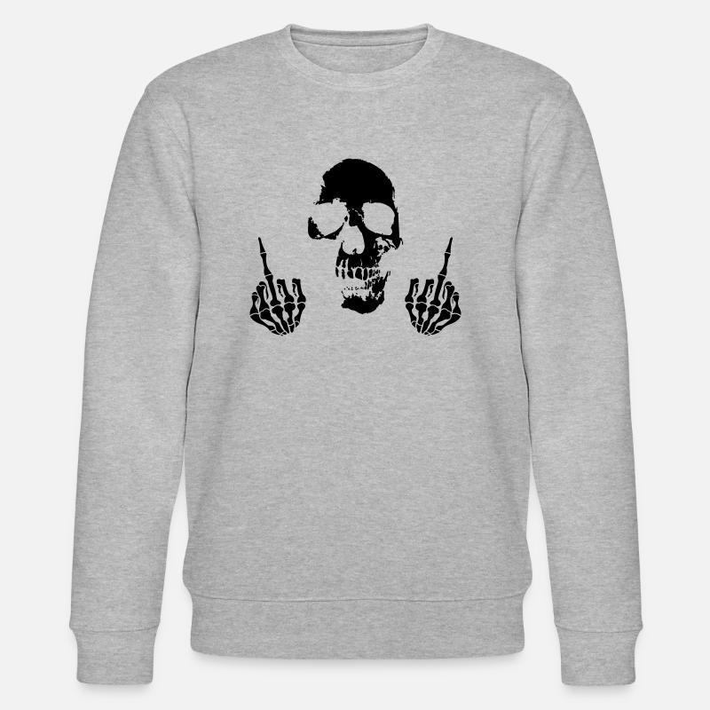 skull mittelfinger - Stanley/Stella Unisex Bio-Sweatshirt CHANGER  - Grau meliert