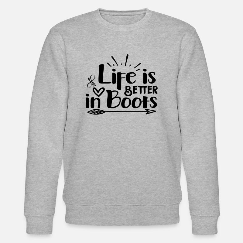 Life is Better in Boots - Stanley/Stella Unisex Bio-Sweatshirt CHANGER  - Grau meliert