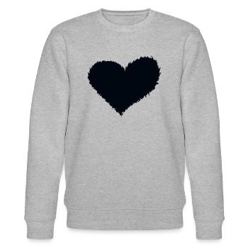 Herz brennend schwarz - Stanley/Stella Unisex Bio-Sweatshirt CHANGER  - Grau meliert - Vorne - Nik (191cm) & Marisol (170cm)