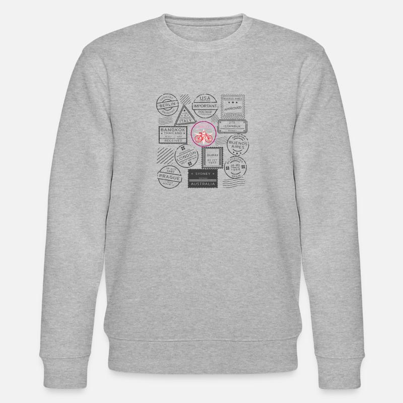 Retro-Briefmarken Retro Stamps - Stanley/Stella Unisex Bio-Sweatshirt CHANGER  - Grau meliert