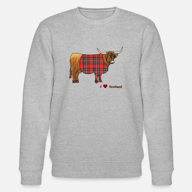 Schottisches Hochlandrind, Schottenmuster, - Stanley/Stella Unisex Bio-Sweatshirt CHANGER  - Grau meliert