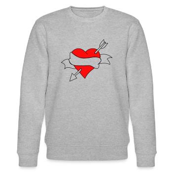 VERLIEBT - LOVE | #Herz #Heart #Liebe #Love - Stanley/Stella Unisex Bio-Sweatshirt CHANGER  - Grau meliert - Vorne - Nik (191cm) & Marisol (170cm)