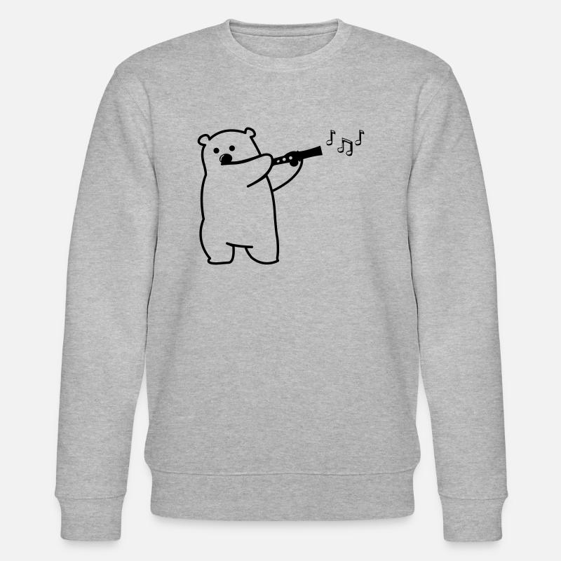 Bear plays flute - Stanley/Stella CHANGER Unisex Organic Sweatshirt - heather grey