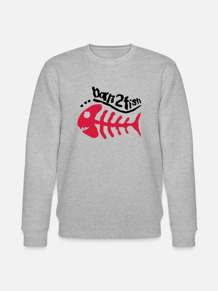 born_2_fish_red_f2 - Stanley/Stella CHANGER Unisex Organic Sweatshirt - heather grey