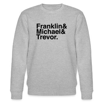 GTA 5 – Franklin&Michael&Trevor. - Stanley/Stella Unisex Bio-Sweatshirt CHANGER  - Grau meliert - Vorne - Nik (191cm) & Marisol (170cm)