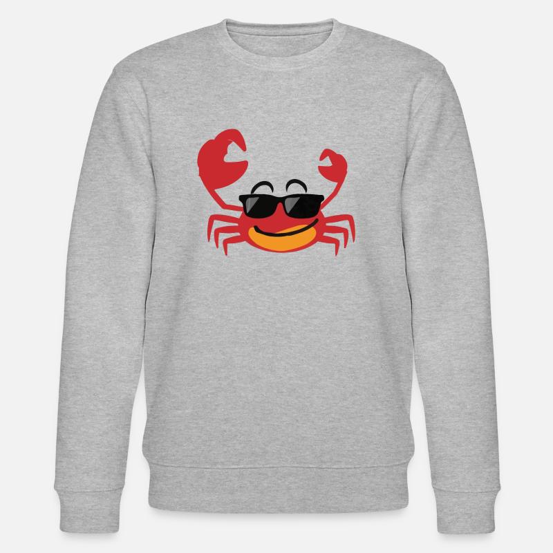 Krebs Krabbe mit Sonnenbrille - Stanley/Stella Unisex Bio-Sweatshirt CHANGER  - Grau meliert