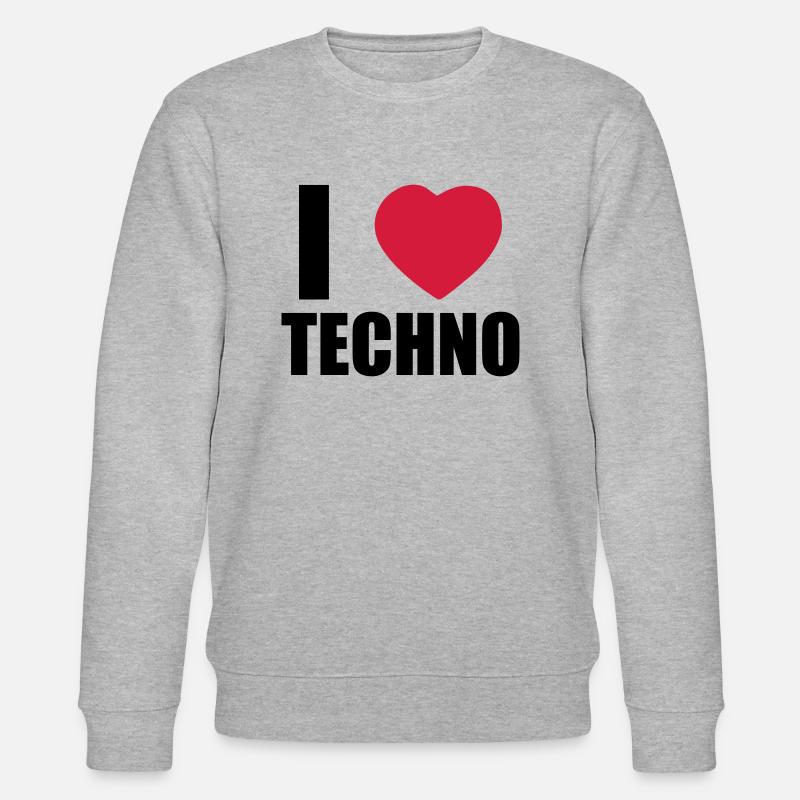 I LOVE TECHNO 2 - Stanley/Stella Unisex Bio-Sweatshirt CHANGER  - Grau meliert
