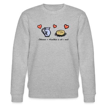 Ebbelwoi + Handkäs is all i need - Stanley/Stella Unisex Bio-Sweatshirt CHANGER  - Grau meliert - Vorne - Nik (191cm) & Marisol (170cm)