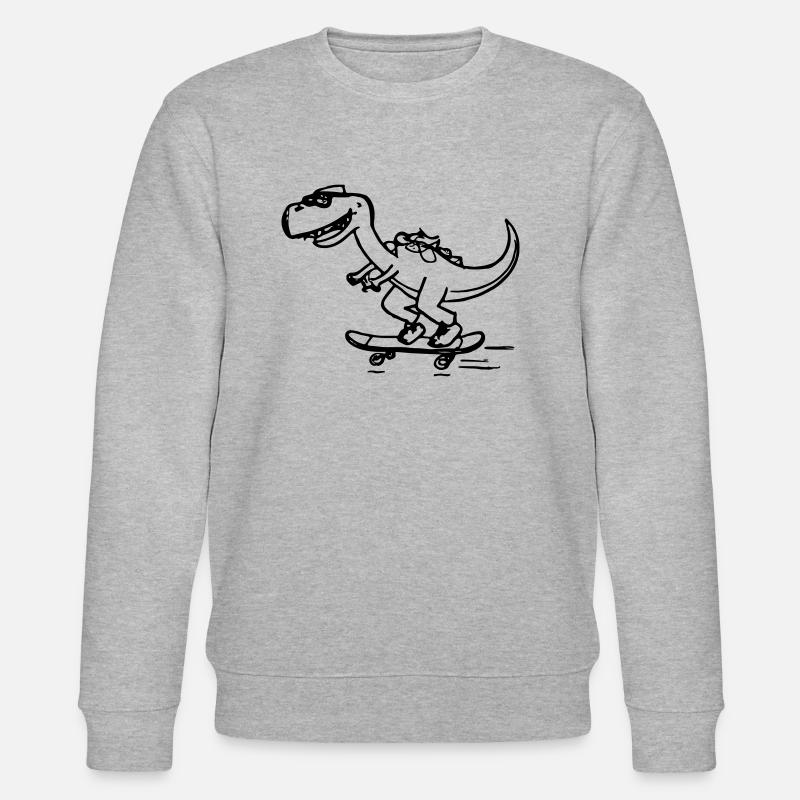 Dinosaur Skateboard Drôle d’idée cadeau - Sweat bio CHANGER Stanley/Stella Unisexe - gris chiné