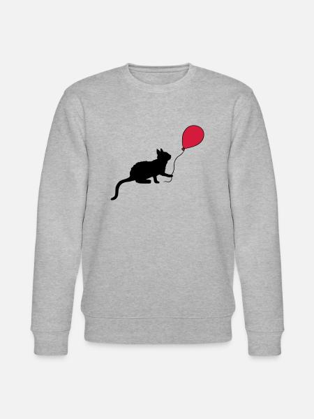 Red Balloon Kitten Plays - Stanley/Stella CHANGER Unisex Organic Sweatshirt - heather grey