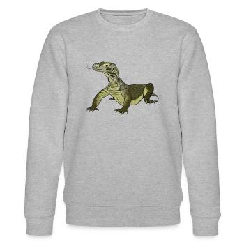 Komodowaran Varanus komodoensis Rieseneidechse - Stanley/Stella Unisex Bio-Sweatshirt CHANGER  - Grau meliert - Vorne - Nik (191cm) & Marisol (170cm)