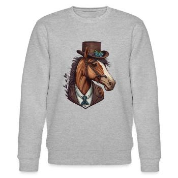 Elegantes Pferd - Stanley/Stella Unisex Bio-Sweatshirt CHANGER  - Grau meliert - Vorne - Nik (191cm) & Marisol (170cm)