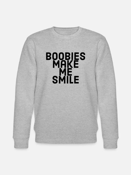 Boobies make me smile - Stanley/Stella CHANGER Unisex Organic Sweatshirt - heather grey