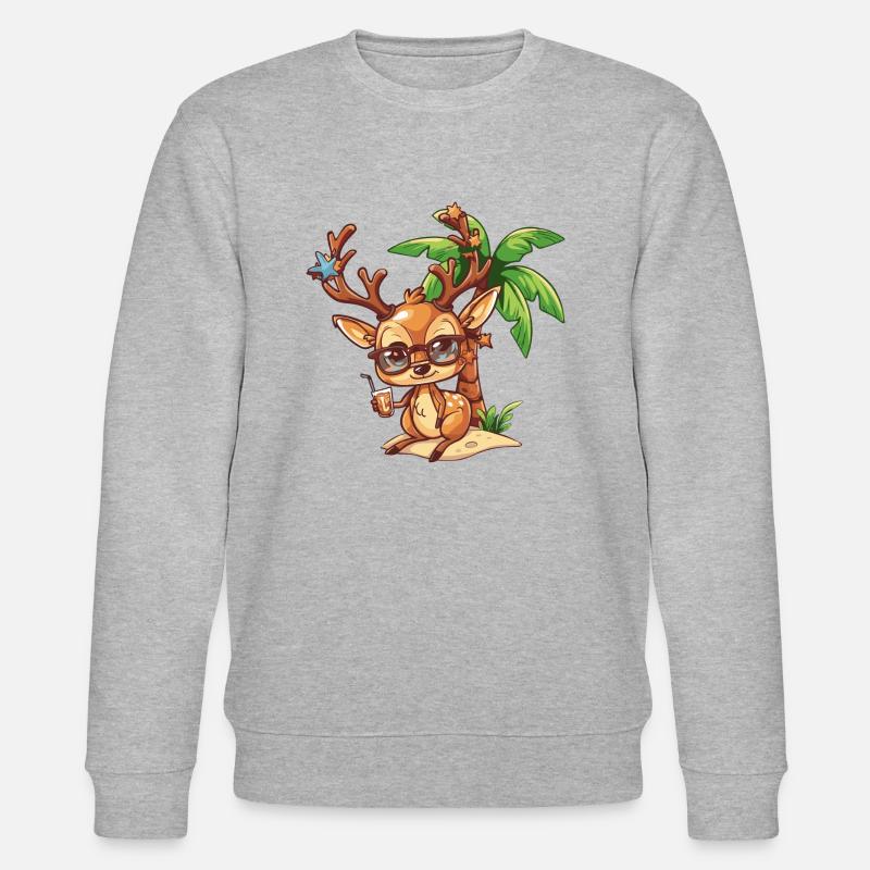 Hirsch Sommer Strand Urlaub - Stanley/Stella Unisex Bio-Sweatshirt CHANGER - Grau meliert