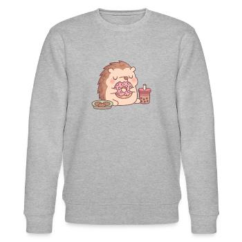Süßer Igel Isst Donut-Kekse Und Boba-Tee - Stanley/Stella Unisex Bio-Sweatshirt CHANGER  - Grau meliert - Vorne - Nik (191cm) & Marisol (170cm)