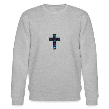 Kreuz Jesus Christus christliches Symbol Religion - Stanley/Stella Unisex Bio-Sweatshirt CHANGER  - Grau meliert - Vorne - Nik (191cm) & Marisol (170cm)