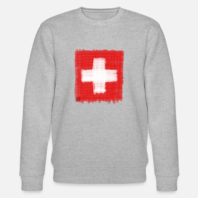 Schweiz, Flagge, Schweizer Flagge - Stanley/Stella Unisex Bio-Sweatshirt CHANGER  - Grau meliert