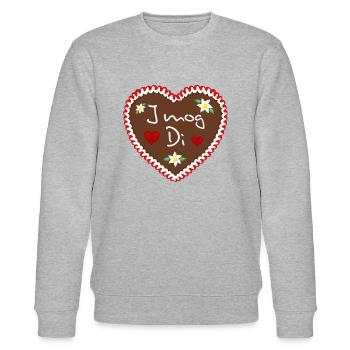 Gingerbread heart I mog Di red - Stanley/Stella CHANGER Unisex Organic Sweatshirt - heather grey - Front - Nik (191cm) & Marisol (170cm)