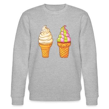 Eis Speiseeis Eiskrem Eiscreme Kugeleis Eisbecher - Stanley/Stella Unisex Bio-Sweatshirt CHANGER  - Grau meliert - Vorne - Nik (191cm) & Marisol (170cm)