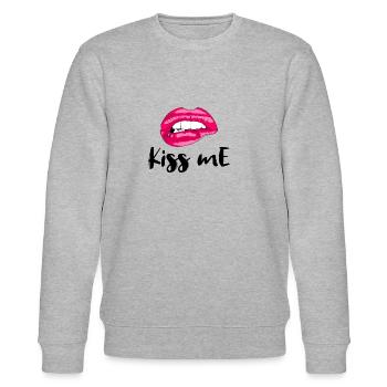 Kiss me Kussmund Lippen - Stanley/Stella Unisex Bio-Sweatshirt CHANGER  - Grau meliert - Vorne - Nik (191cm) & Marisol (170cm)