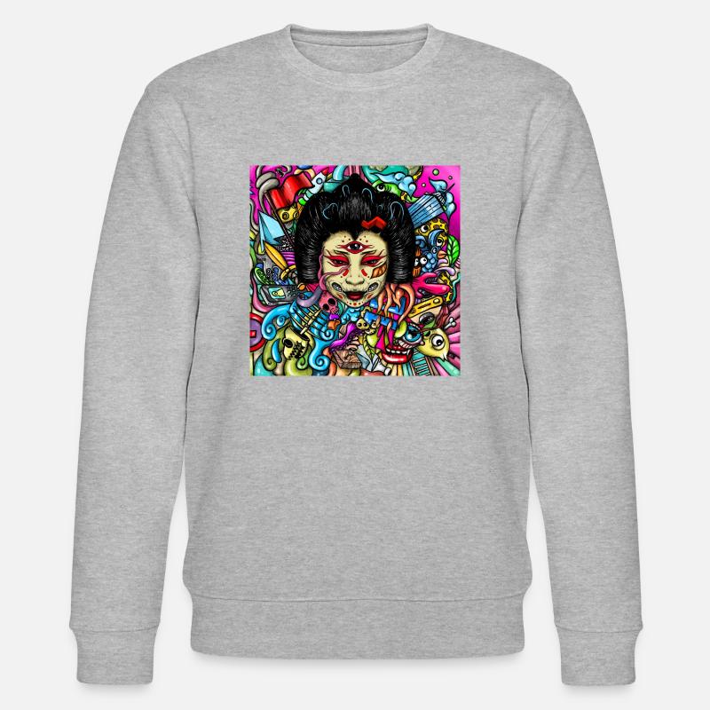 Gueisha Doodle - Stanley/Stella Unisex Bio-Sweatshirt CHANGER  - Grau meliert