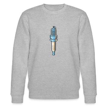 Vintage motorcycle - spark plug - Stanley/Stella CHANGER Unisex Organic Sweatshirt - heather grey - Front - Nik (191cm) & Marisol (170cm)