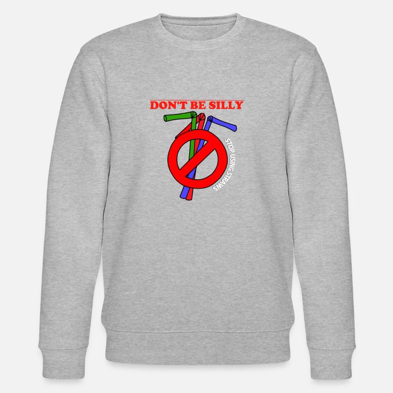 Stop using plastic straws - Stanley/Stella CHANGER Unisex Organic Sweatshirt - heather grey