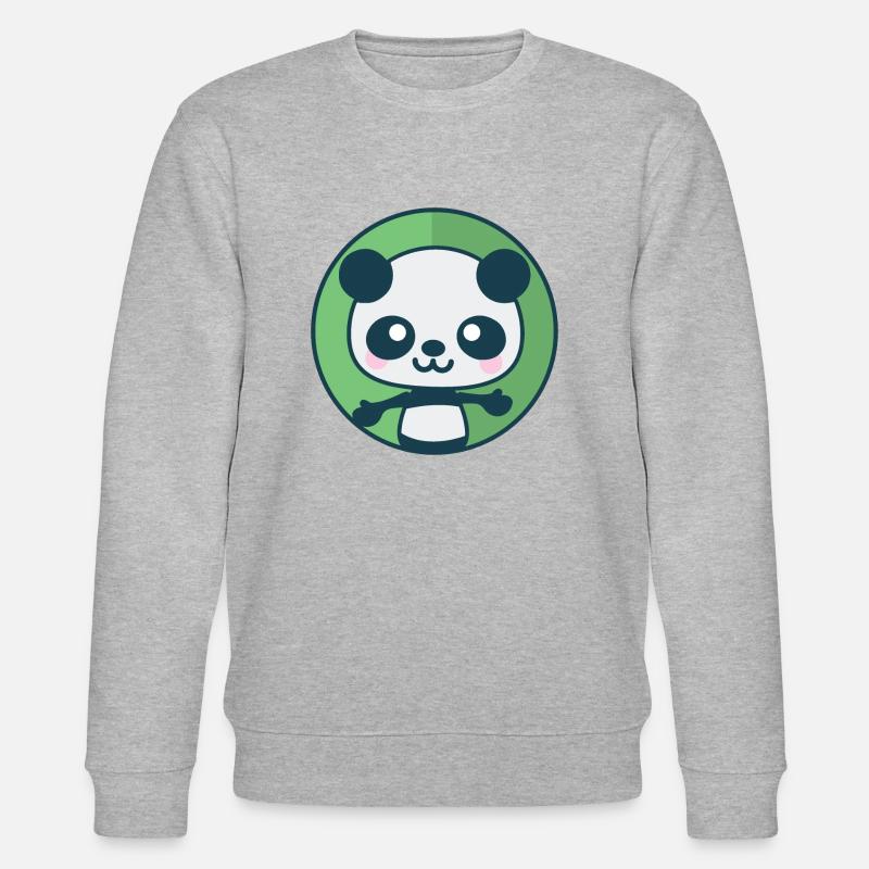 Panda will eine Umarmung - Stanley/Stella Unisex Bio-Sweatshirt CHANGER  - Grau meliert