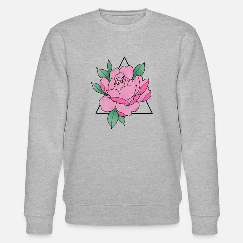Fleur de pivoine rose - Sweat bio CHANGER Stanley/Stella Unisexe - gris chiné