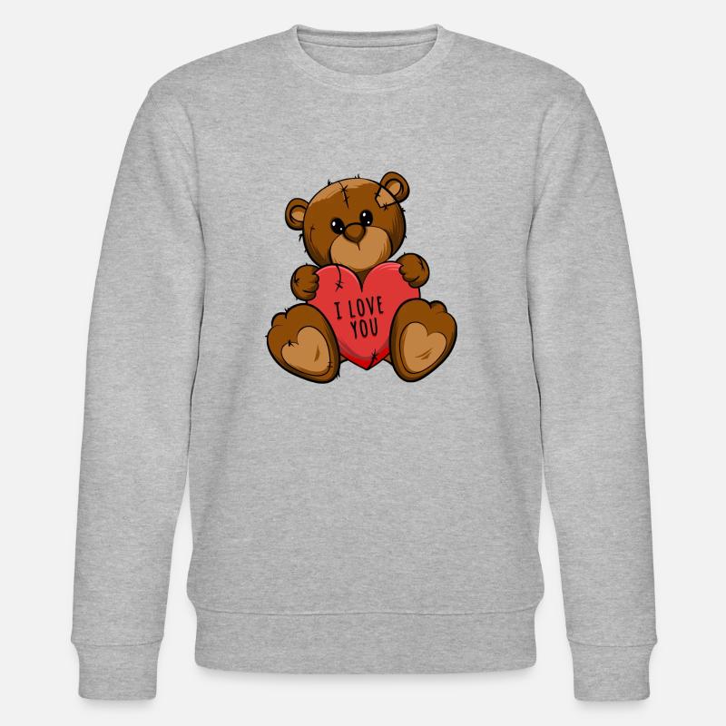 Ours en peluche. Saint Valentin - Sweat bio CHANGER Stanley/Stella Unisexe - gris chiné