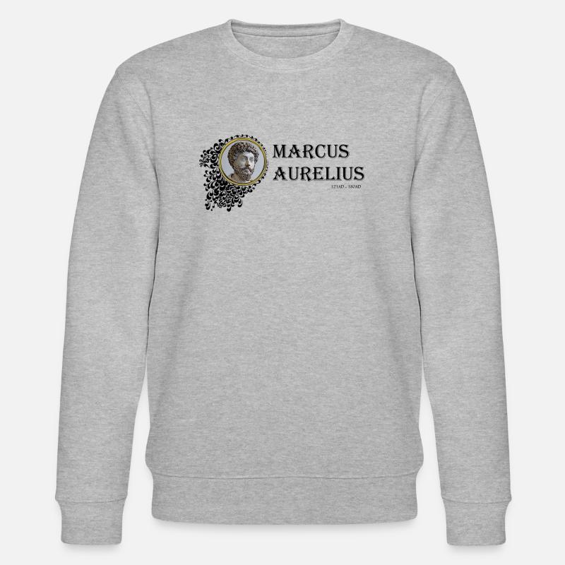 Marcus Aurelius Framed (black text) - Stanley/Stella CHANGER Unisex Organic Sweatshirt - heather grey