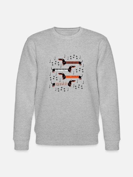 Musical Dachshunds - Musical Dachshund - Stanley/Stella CHANGER Unisex Organic Sweatshirt - heather grey