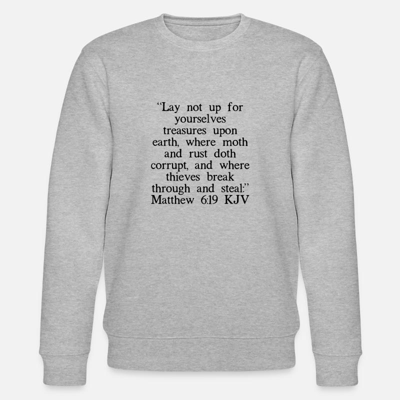 Matthäus 6:19 King James Version - Stanley/Stella Unisex Bio-Sweatshirt CHANGER  - Grau meliert
