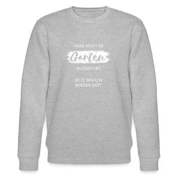 Im Garten ausgetobt. Bin jetzt wieder nett. - Stanley/Stella Unisex Bio-Sweatshirt CHANGER  - Grau meliert - Vorne - Nik (191cm) & Marisol (170cm)
