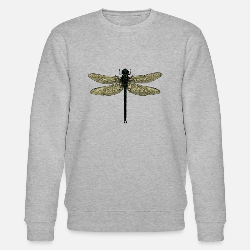 Eine Libelle - Dragonfly - Stanley/Stella Unisex Bio-Sweatshirt CHANGER  - Grau meliert