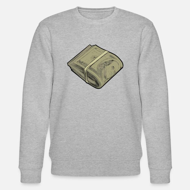 Dollar roll currency bundle design - Stanley/Stella CHANGER Unisex Organic Sweatshirt - heather grey