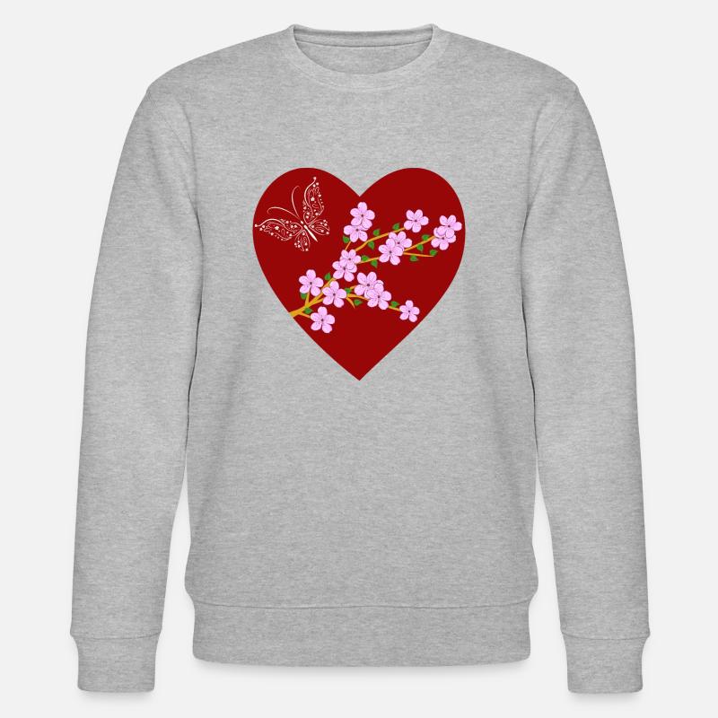 Schmetterling Kirschblüte - Stanley/Stella Unisex Bio-Sweatshirt CHANGER  - Grau meliert