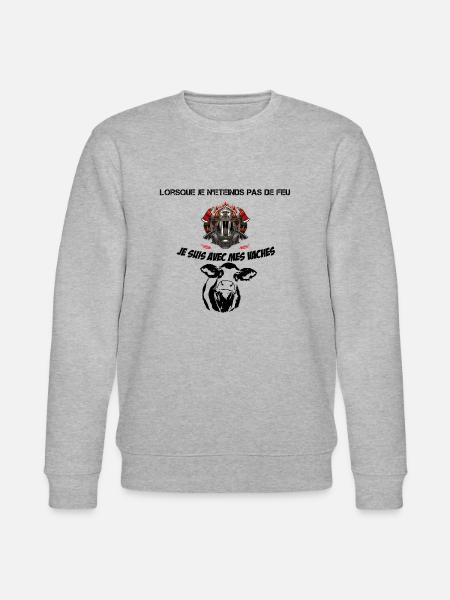 firefighter with my cows - Stanley/Stella CHANGER Unisex Organic Sweatshirt - heather grey