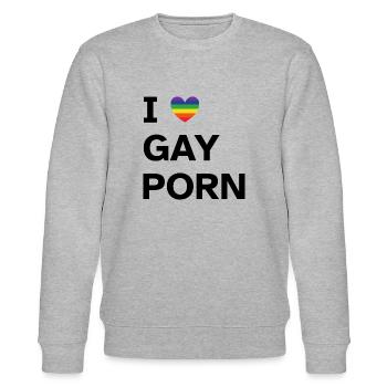 I Love Gay Porn | Humor | Pride - Stanley/Stella Unisex Bio-Sweatshirt CHANGER  - Grau meliert - Vorne - Nik (191cm) & Marisol (170cm)