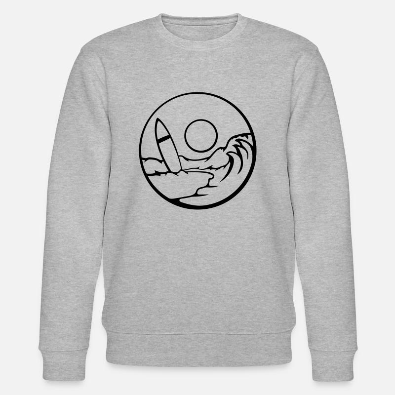 Beach Surfboard Wave - Stanley/Stella CHANGER Unisex Organic Sweatshirt - heather grey