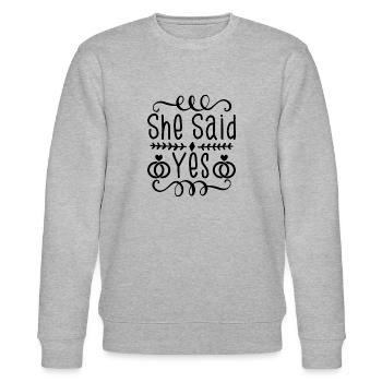 She Said Yes - Stanley/Stella Unisex Bio-Sweatshirt CHANGER  - Grau meliert - Vorne - Nik (191cm) & Marisol (170cm)